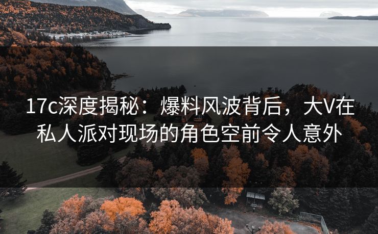 17c深度揭秘：爆料风波背后，大V在私人派对现场的角色空前令人意外
