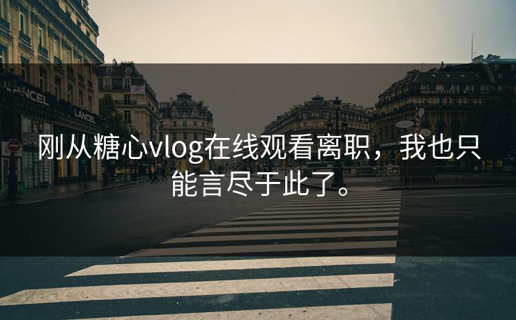 刚从糖心vlog在线观看离职，我也只能言尽于此了。