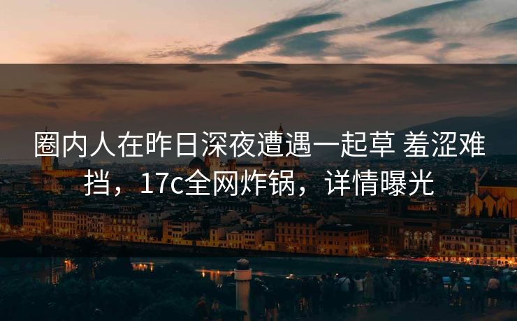 圈内人在昨日深夜遭遇一起草 羞涩难挡，17c全网炸锅，详情曝光