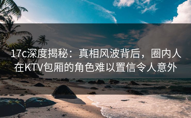 17c深度揭秘：真相风波背后，圈内人在KTV包厢的角色难以置信令人意外