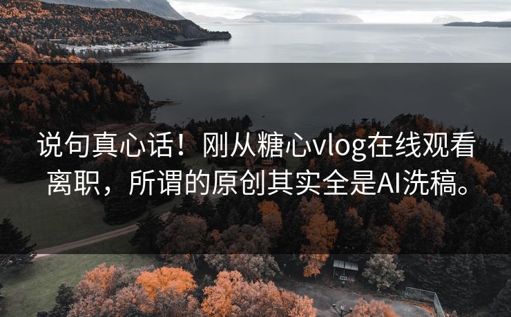 说句真心话！刚从糖心vlog在线观看离职，所谓的原创其实全是AI洗稿。