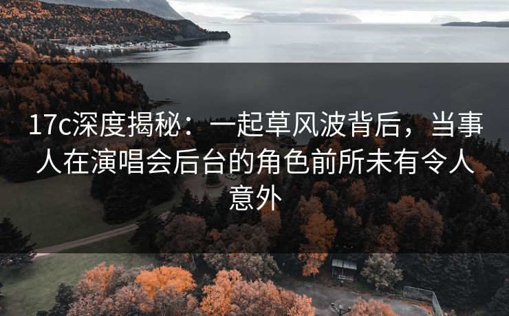 17c深度揭秘：一起草风波背后，当事人在演唱会后台的角色前所未有令人意外