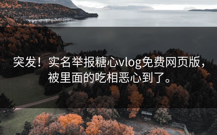 突发！实名举报糖心vlog免费网页版，被里面的吃相恶心到了。