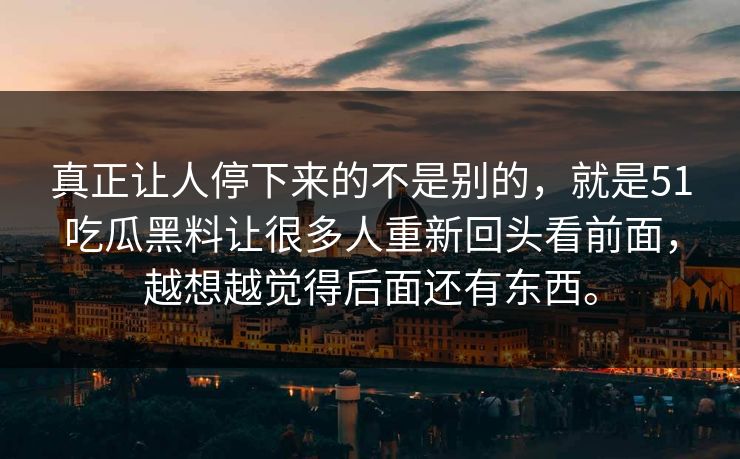 真正让人停下来的不是别的，就是51吃瓜黑料让很多人重新回头看前面，越想越觉得后面还有东西。