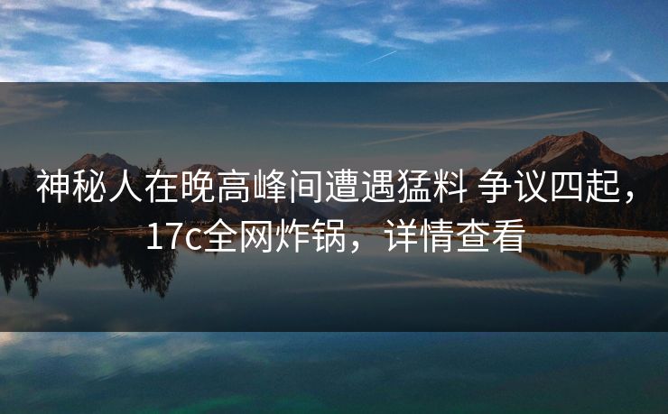 神秘人在晚高峰间遭遇猛料 争议四起，17c全网炸锅，详情查看