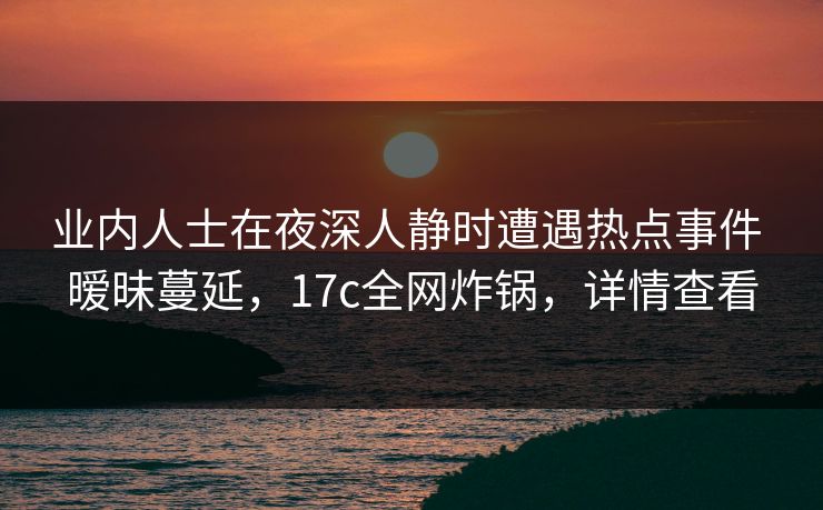 业内人士在夜深人静时遭遇热点事件 暧昧蔓延，17c全网炸锅，详情查看