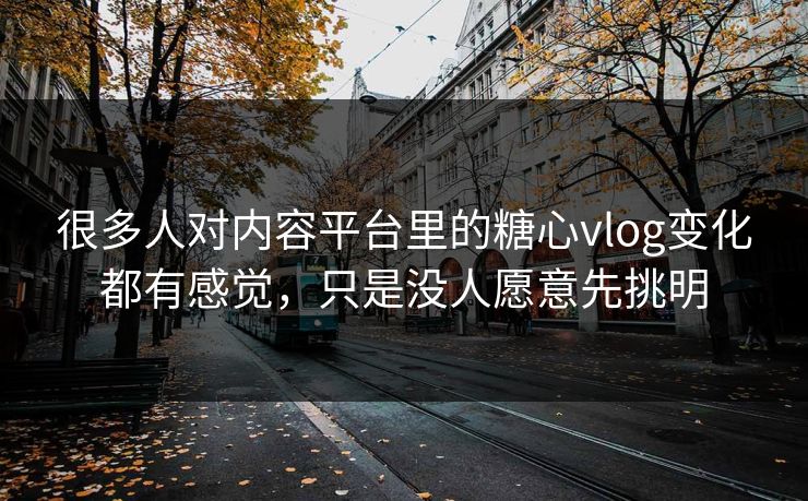 很多人对内容平台里的糖心vlog变化都有感觉，只是没人愿意先挑明